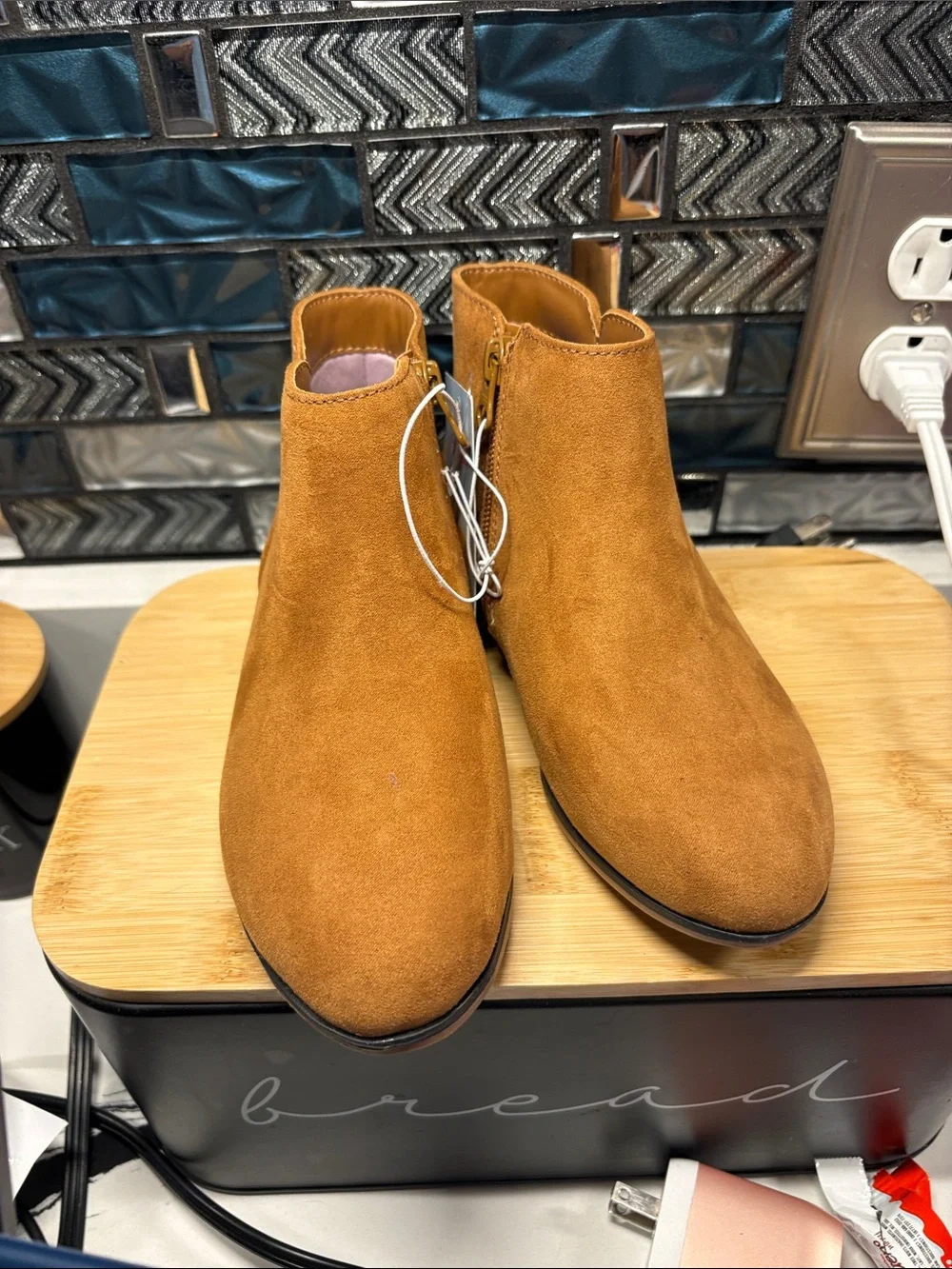 Cat & Jack Girls' Cognac Suede Ankle Boots